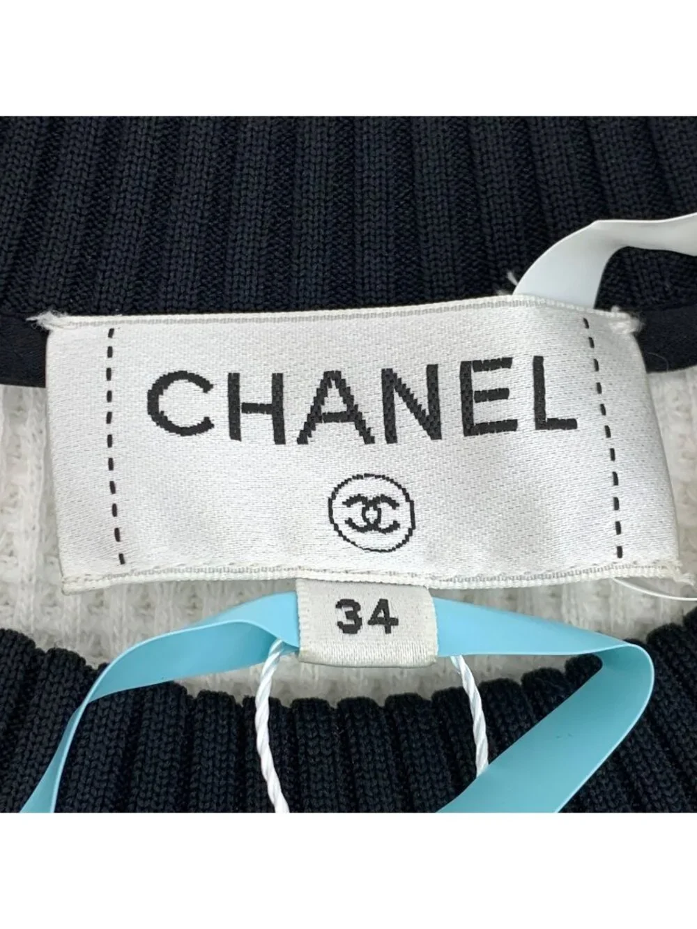 Chanel 21C Black & White Color-Block Cotton Button Detail T-Shirt